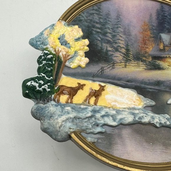 Hallmark Ornament Deer Creek Cottage 2002 Thomas Kincade Christmas Holiday - Picture 4 of 5